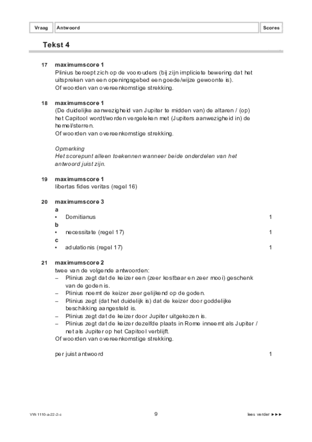 Correctievoorschrift examen VWO Latijn 2022, tijdvak 2. Pagina 9