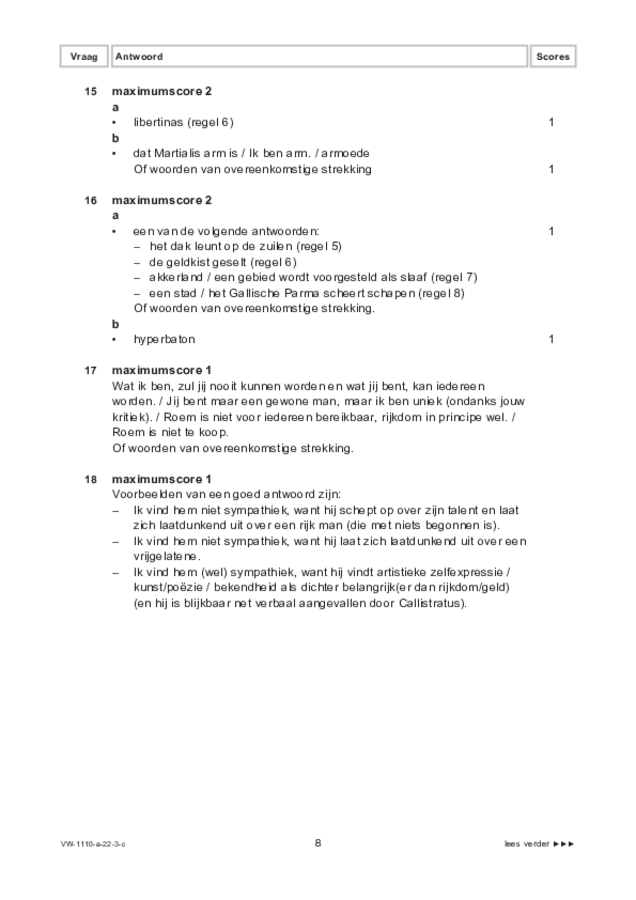 Correctievoorschrift examen VWO Latijn 2022, tijdvak 3. Pagina 8