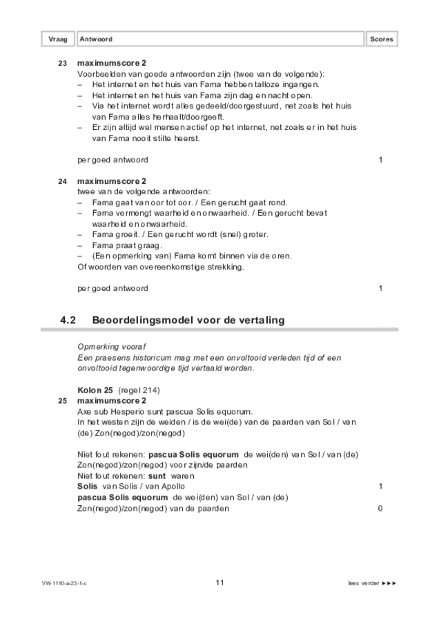 Correctievoorschrift examen VWO Latijn 2023, tijdvak 1. Pagina 11