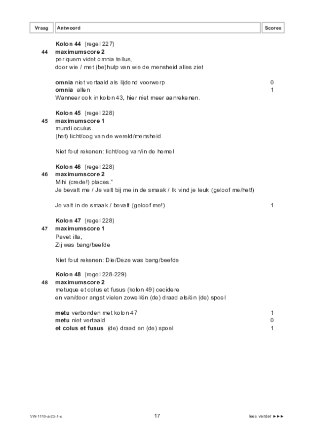 Correctievoorschrift examen VWO Latijn 2023, tijdvak 1. Pagina 17