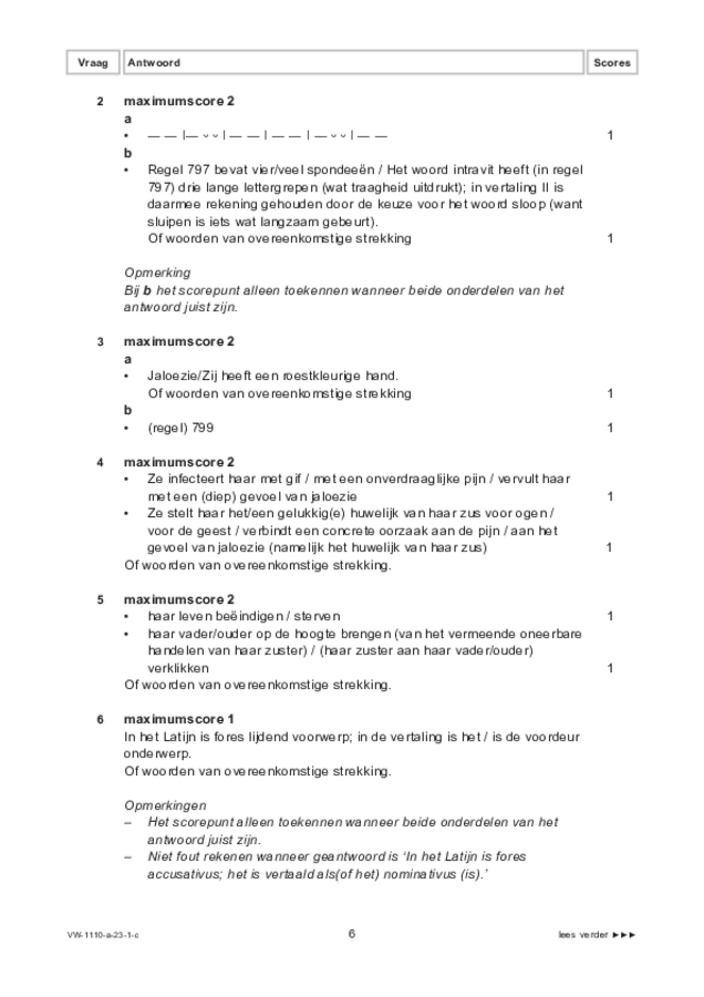 Correctievoorschrift examen VWO Latijn 2023, tijdvak 1. Pagina 6