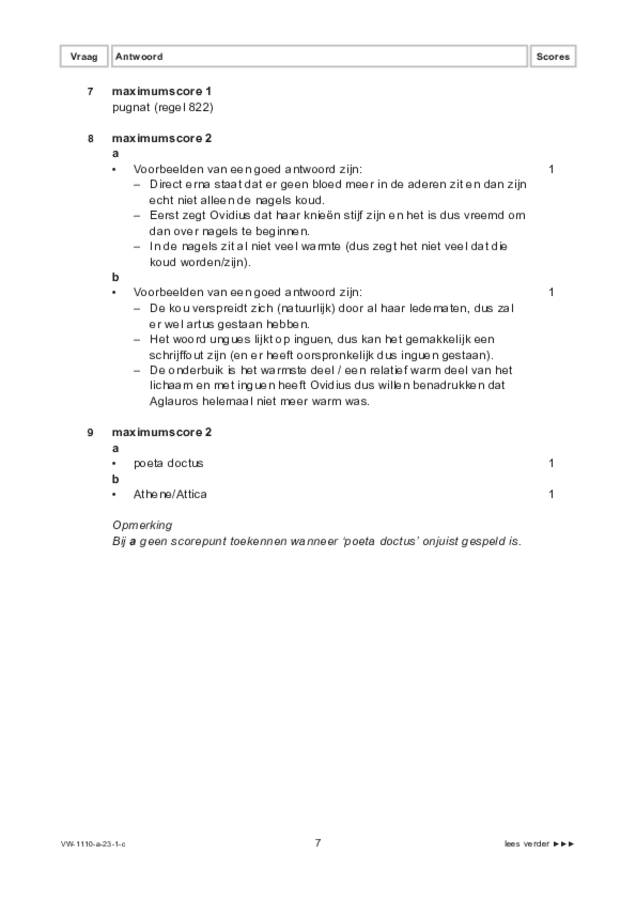 Correctievoorschrift examen VWO Latijn 2023, tijdvak 1. Pagina 7