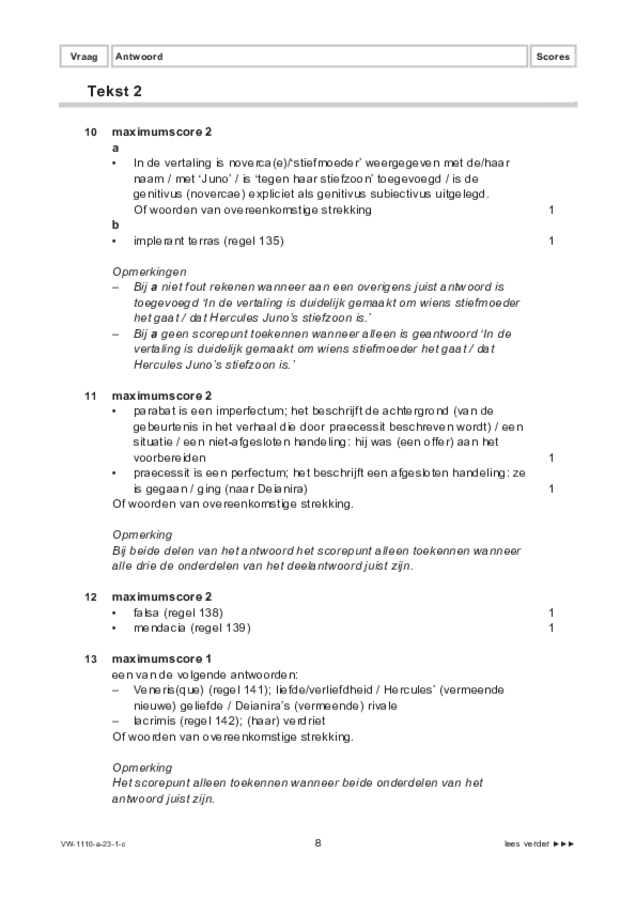 Correctievoorschrift examen VWO Latijn 2023, tijdvak 1. Pagina 8