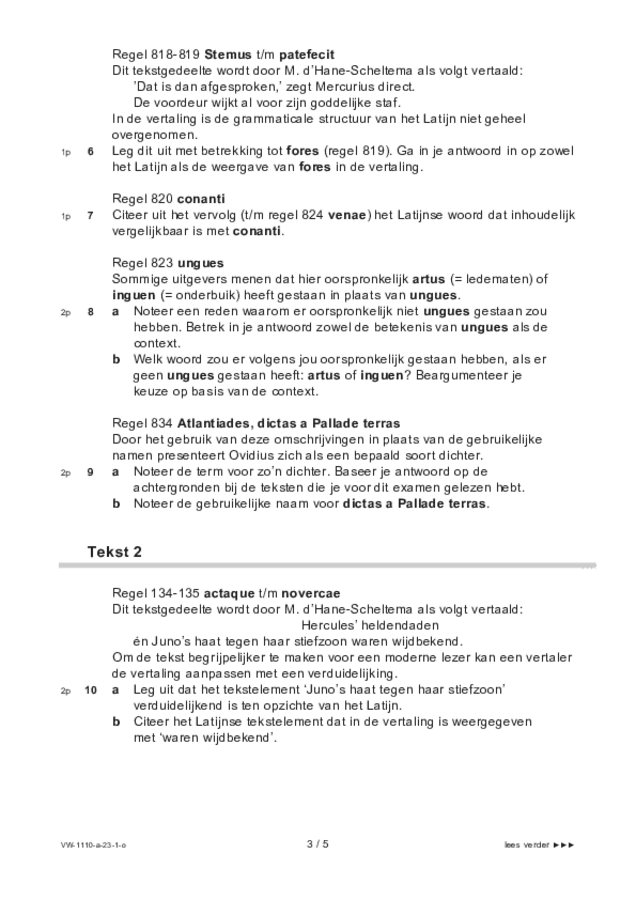 Opgaven examen VWO Latijn 2023, tijdvak 1. Pagina 3