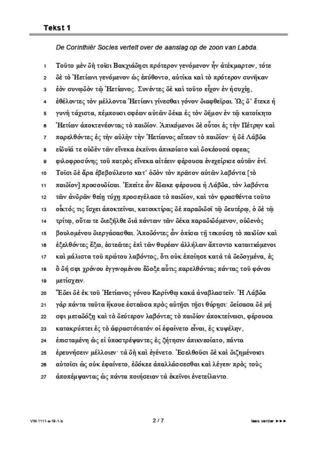 Bijlage examen VWO Grieks 2019, tijdvak 1. Pagina 2