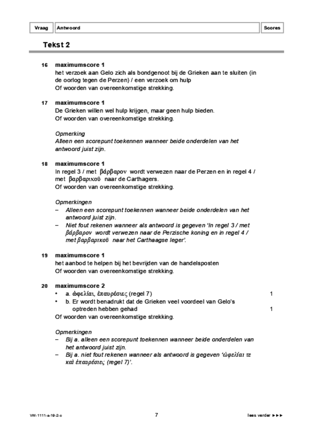 Correctievoorschrift examen VWO Grieks 2019, tijdvak 2. Pagina 7