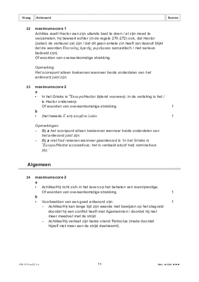 Correctievoorschrift examen VWO Grieks 2022, tijdvak 1. Pagina 11