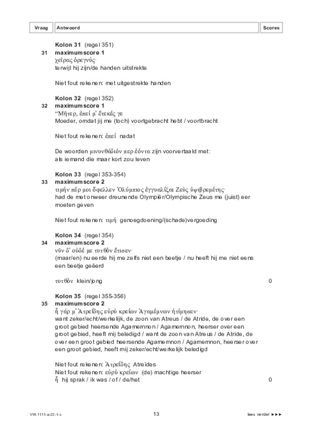 Correctievoorschrift examen VWO Grieks 2022, tijdvak 1. Pagina 13