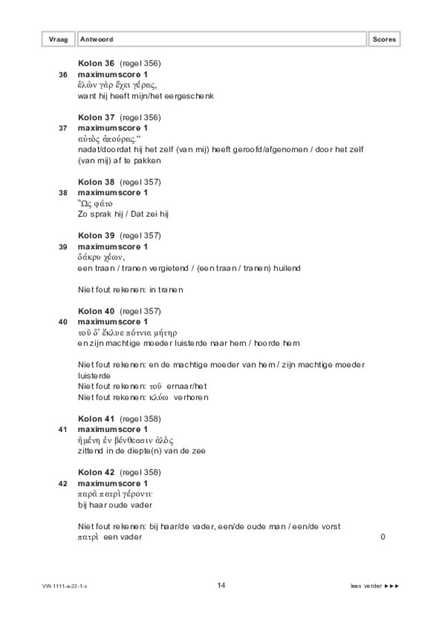 Correctievoorschrift examen VWO Grieks 2022, tijdvak 1. Pagina 14