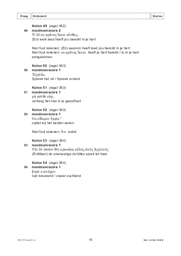 Correctievoorschrift examen VWO Grieks 2022, tijdvak 1. Pagina 16