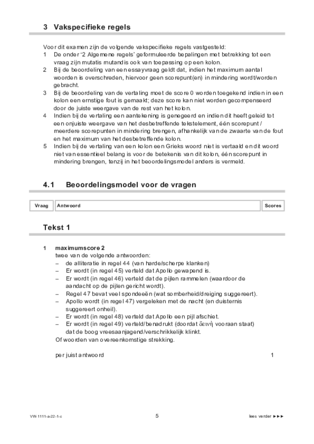 Correctievoorschrift examen VWO Grieks 2022, tijdvak 1. Pagina 5