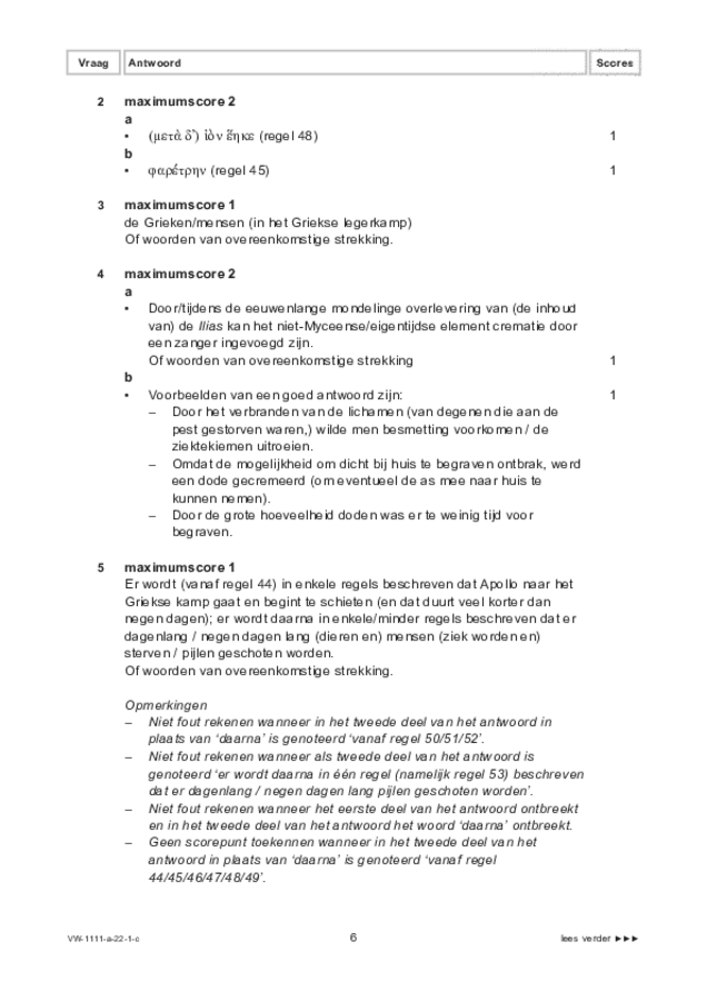 Correctievoorschrift examen VWO Grieks 2022, tijdvak 1. Pagina 6