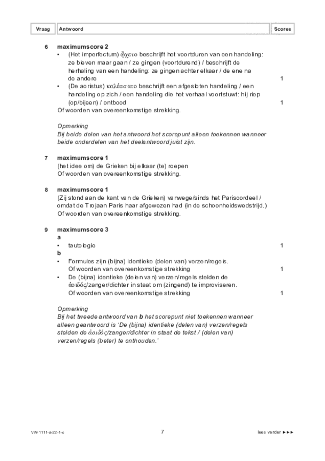 Correctievoorschrift examen VWO Grieks 2022, tijdvak 1. Pagina 7