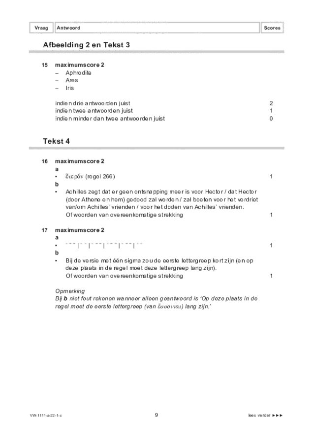 Correctievoorschrift examen VWO Grieks 2022, tijdvak 1. Pagina 9