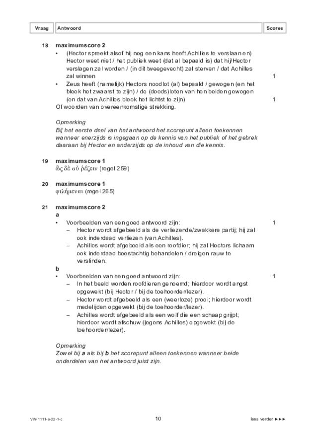 Correctievoorschrift examen VWO Grieks 2022, tijdvak 1. Pagina 10