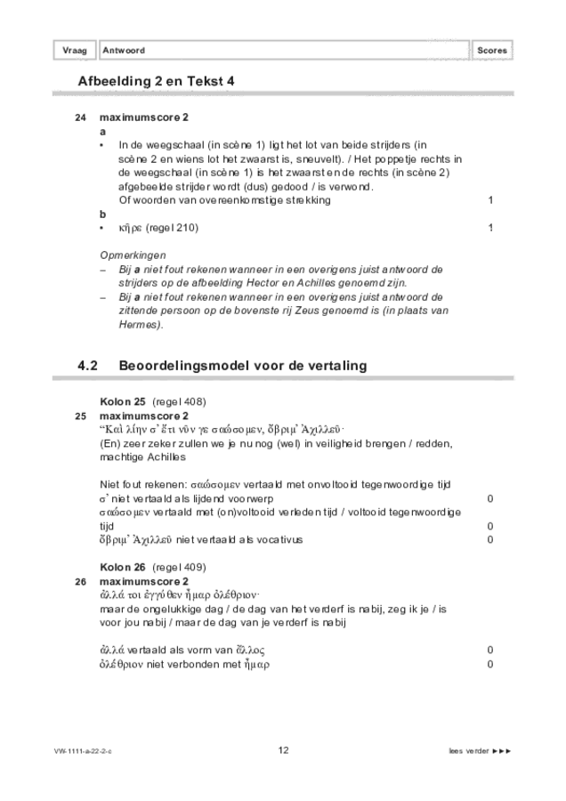 Correctievoorschrift examen VWO Grieks 2022, tijdvak 2. Pagina 12