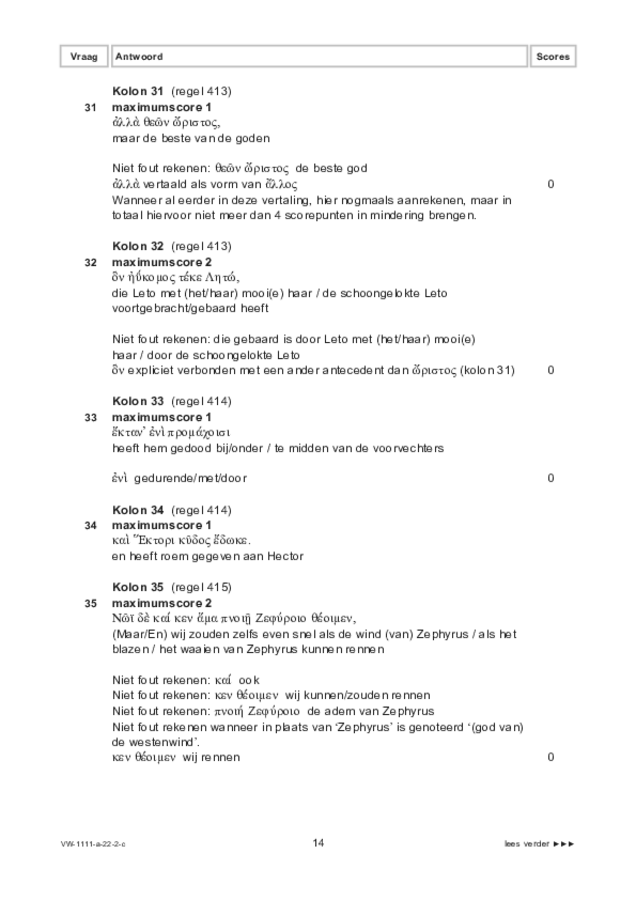 Correctievoorschrift examen VWO Grieks 2022, tijdvak 2. Pagina 14