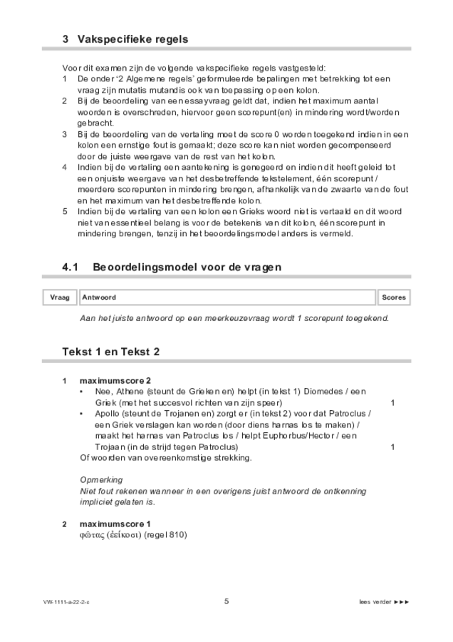 Correctievoorschrift examen VWO Grieks 2022, tijdvak 2. Pagina 5