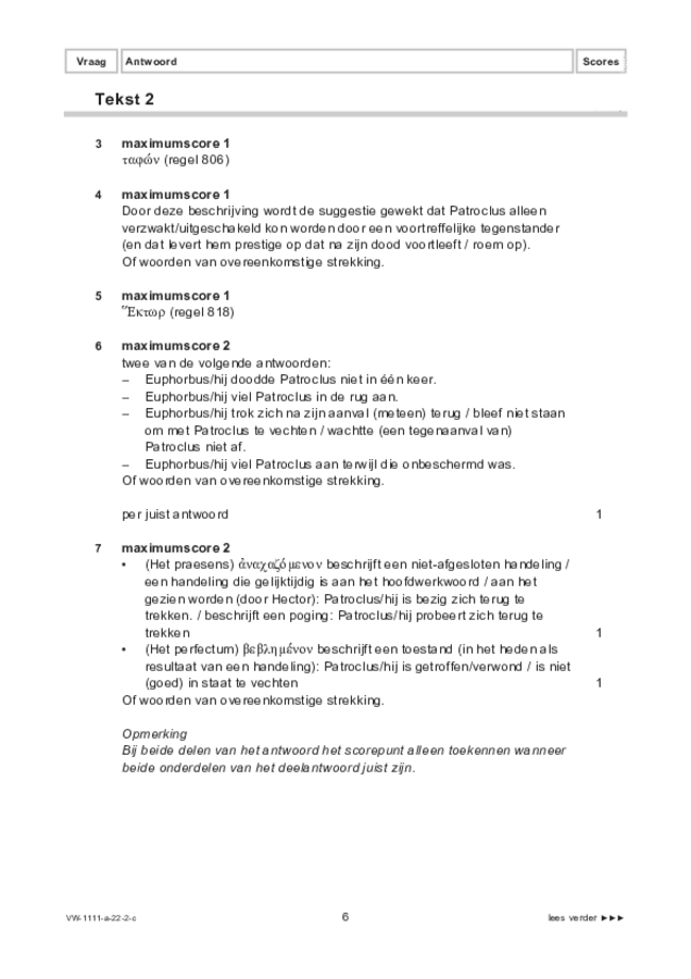 Correctievoorschrift examen VWO Grieks 2022, tijdvak 2. Pagina 6