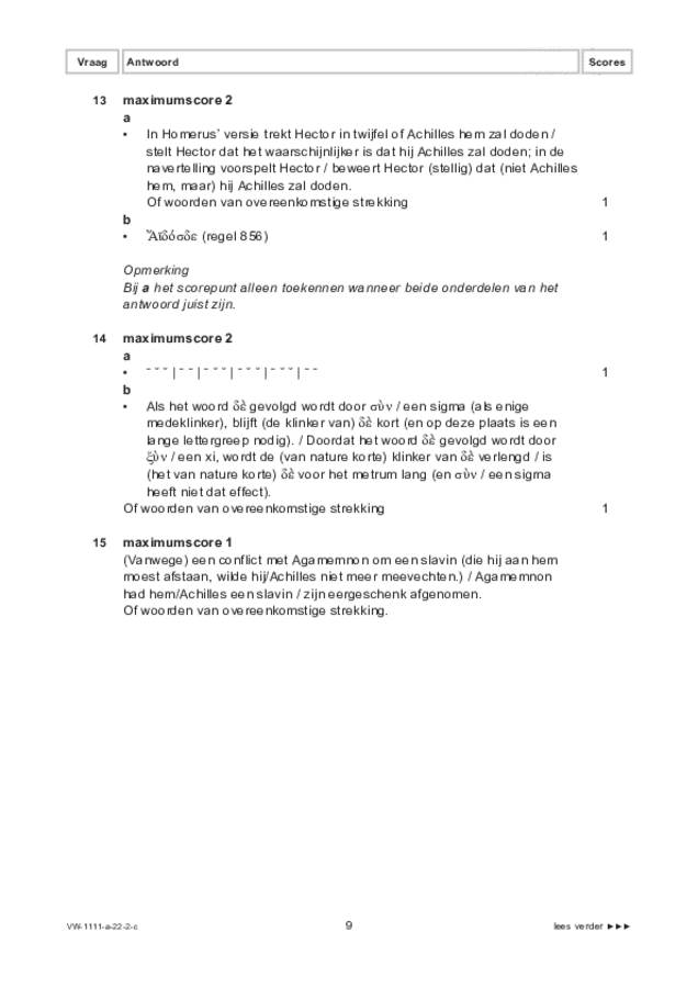 Correctievoorschrift examen VWO Grieks 2022, tijdvak 2. Pagina 9