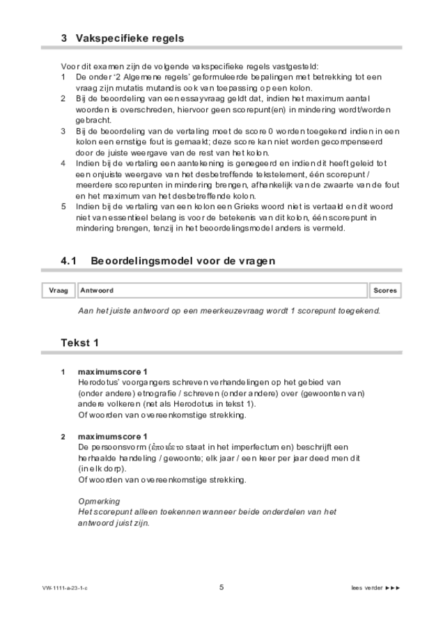 Correctievoorschrift examen VWO Grieks 2023, tijdvak 1. Pagina 5