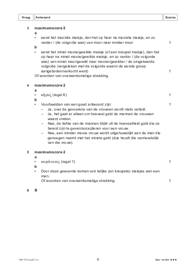 Correctievoorschrift examen VWO Grieks 2023, tijdvak 1. Pagina 6