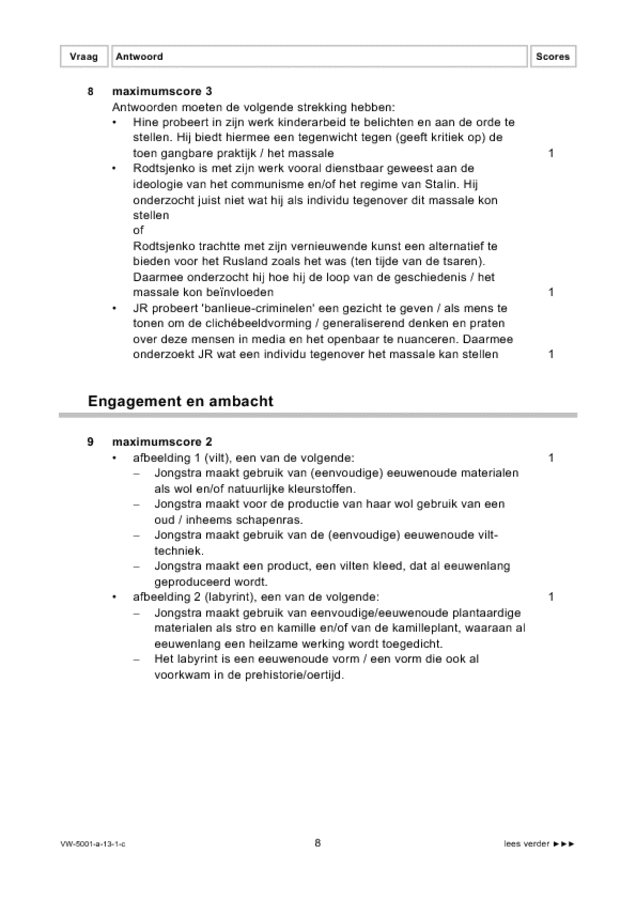 Correctievoorschrift examen VWO tekenen, handenarbeid en textiele werkvormen 2013, tijdvak 1. Pagina 8