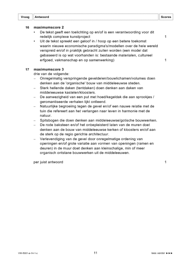 Correctievoorschrift examen VWO tekenen, handenarbeid en textiele werkvormen 2014, tijdvak 1. Pagina 11