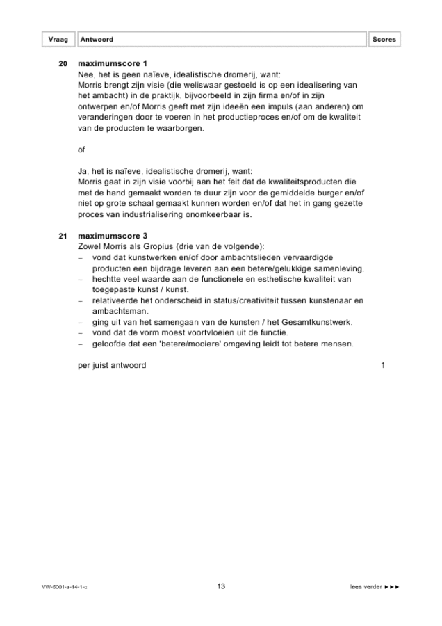 Correctievoorschrift examen VWO tekenen, handenarbeid en textiele werkvormen 2014, tijdvak 1. Pagina 13