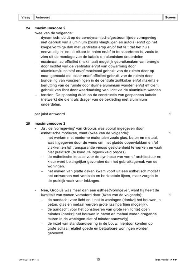 Correctievoorschrift examen VWO tekenen, handenarbeid en textiele werkvormen 2014, tijdvak 1. Pagina 15