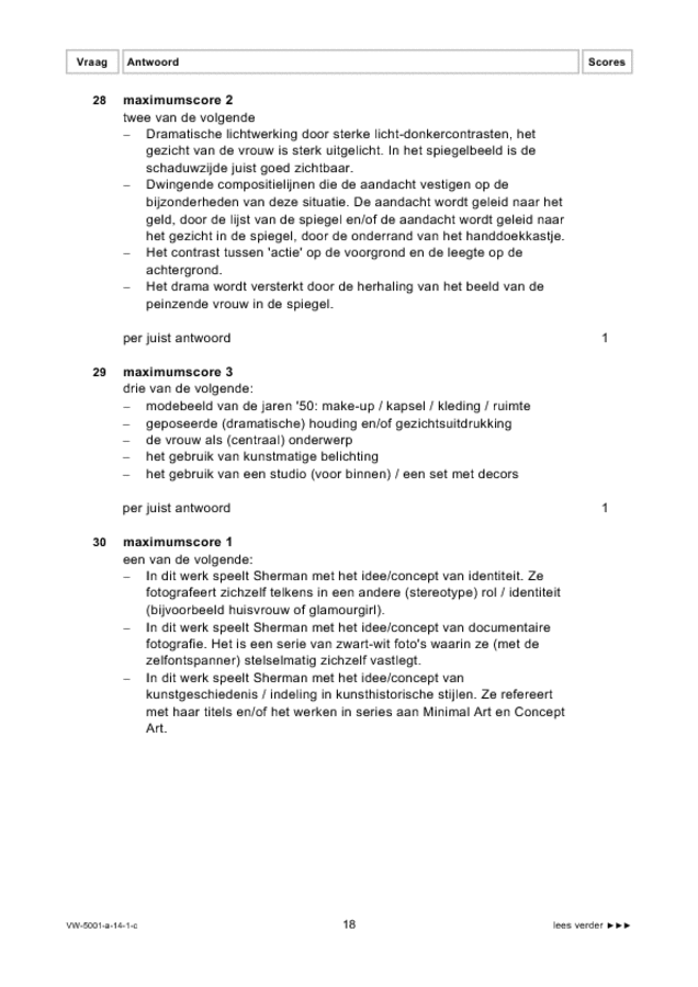 Correctievoorschrift examen VWO tekenen, handenarbeid en textiele werkvormen 2014, tijdvak 1. Pagina 18