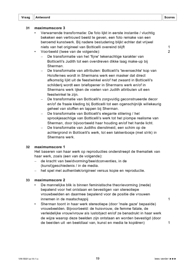 Correctievoorschrift examen VWO tekenen, handenarbeid en textiele werkvormen 2014, tijdvak 1. Pagina 19