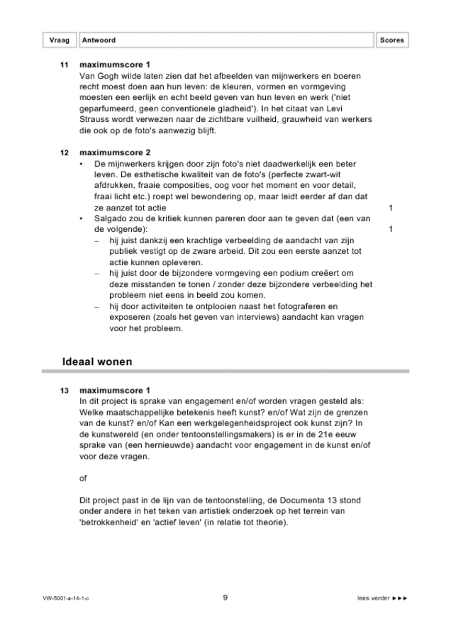 Correctievoorschrift examen VWO tekenen, handenarbeid en textiele werkvormen 2014, tijdvak 1. Pagina 9