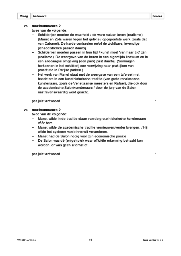 Correctievoorschrift examen VWO tekenen, handenarbeid en textiele werkvormen 2019, tijdvak 1. Pagina 16