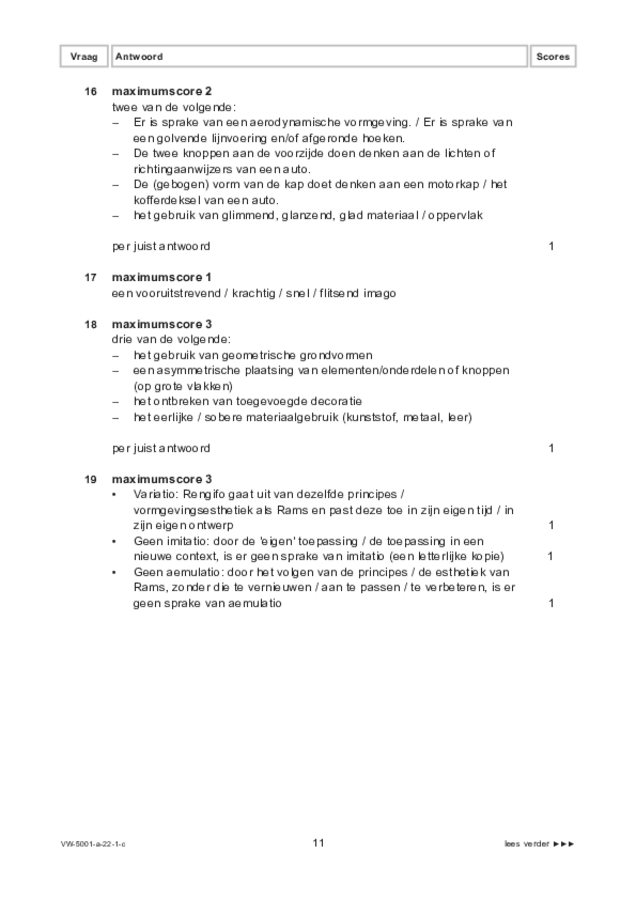 Correctievoorschrift examen VWO tekenen, handenarbeid en textiele werkvormen 2022, tijdvak 1. Pagina 11