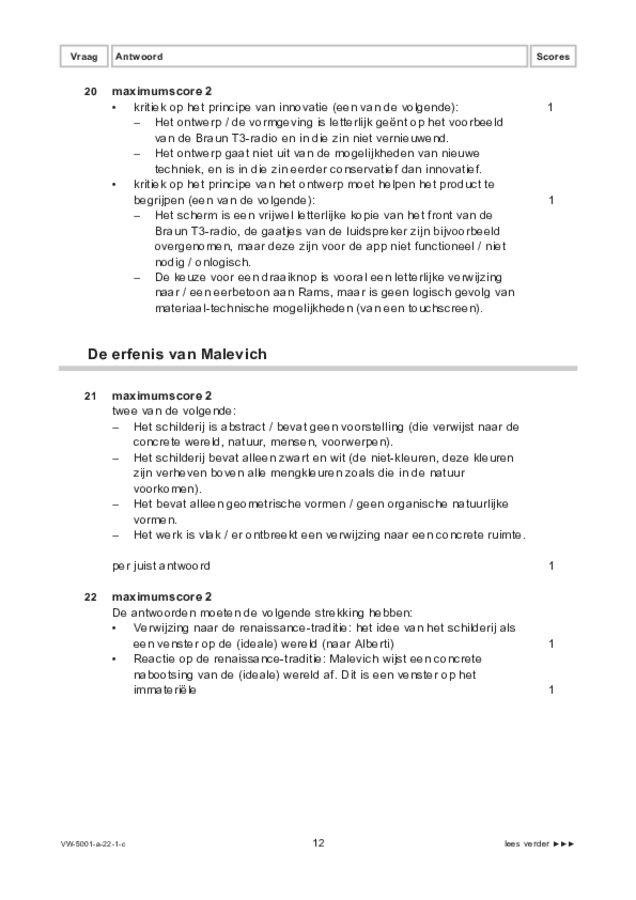 Correctievoorschrift examen VWO tekenen, handenarbeid en textiele werkvormen 2022, tijdvak 1. Pagina 12