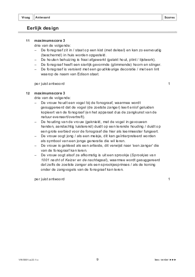 Correctievoorschrift examen VWO tekenen, handenarbeid en textiele werkvormen 2022, tijdvak 1. Pagina 9