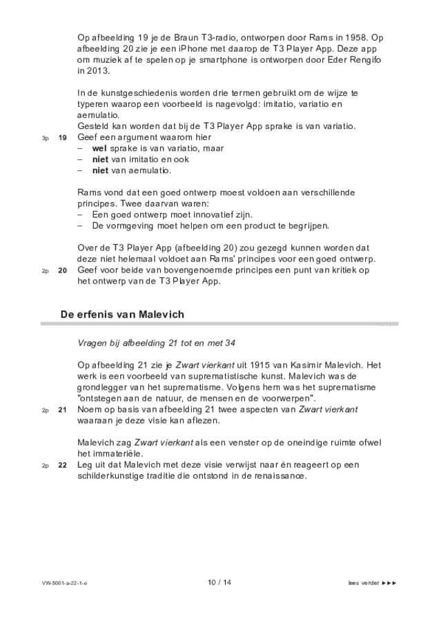 Opgaven examen VWO tekenen, handenarbeid en textiele werkvormen 2022, tijdvak 1. Pagina 10