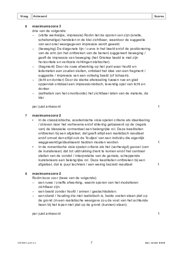 Correctievoorschrift examen VWO tekenen, handenarbeid en textiele werkvormen 2022, tijdvak 2. Pagina 7