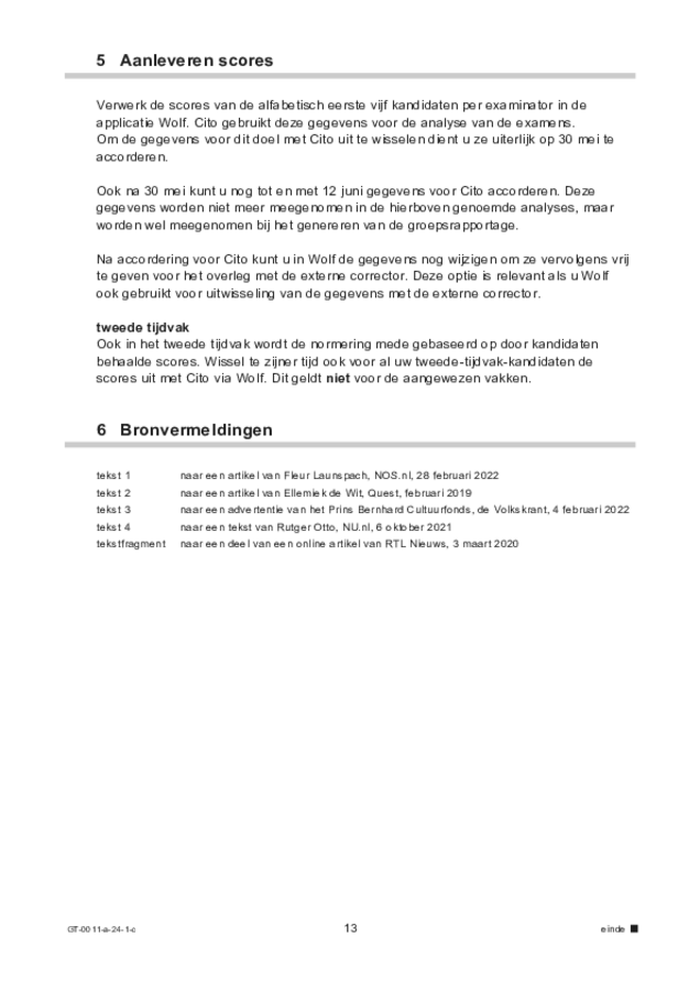 Correctievoorschrift examen VMBO GLTL Nederlands 2024, tijdvak 1. Pagina 13