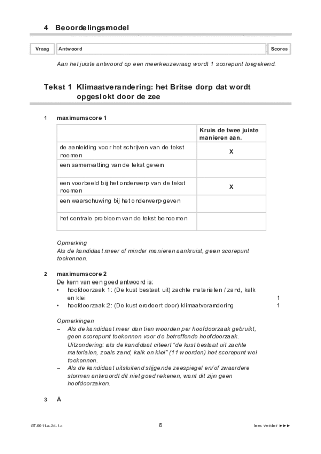 Correctievoorschrift examen VMBO GLTL Nederlands 2024, tijdvak 1. Pagina 6