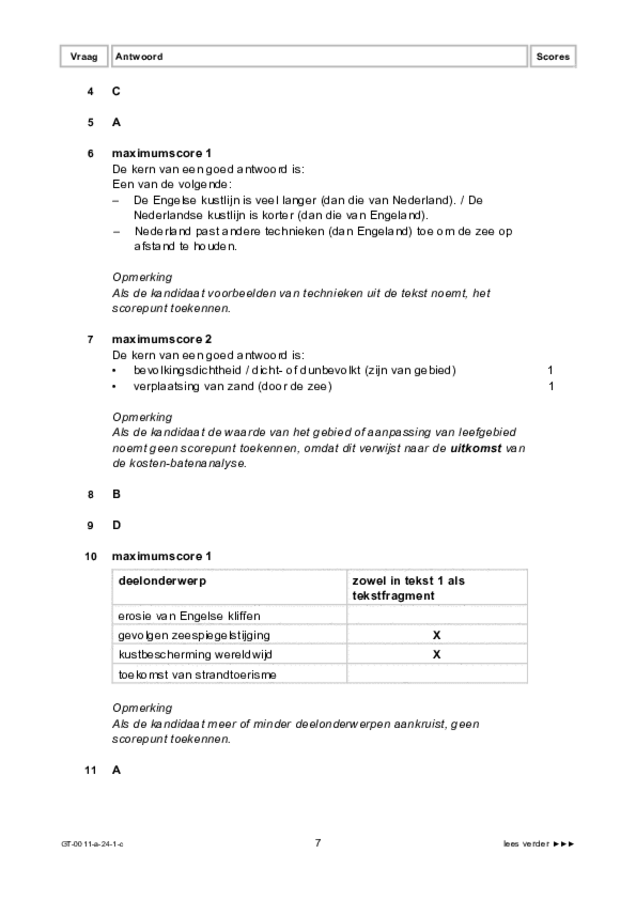 Correctievoorschrift examen VMBO GLTL Nederlands 2024, tijdvak 1. Pagina 7