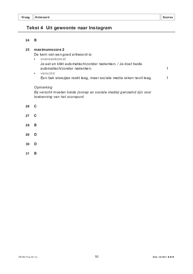 Correctievoorschrift examen VMBO GLTL Nederlands 2024, tijdvak 1. Pagina 10