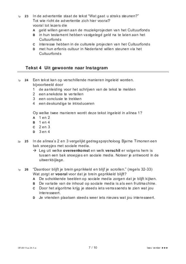 Opgaven examen VMBO GLTL Nederlands 2024, tijdvak 1. Pagina 7