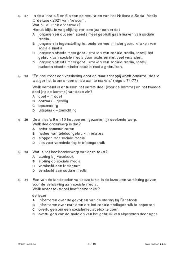 Opgaven examen VMBO GLTL Nederlands 2024, tijdvak 1. Pagina 8