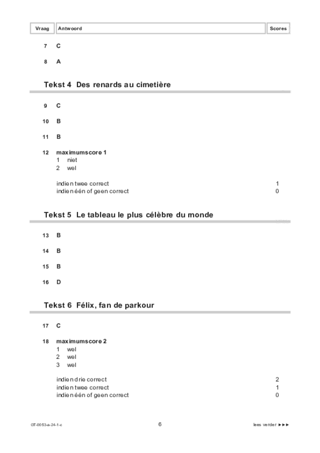 Correctievoorschrift examen VMBO GLTL Frans 2024, tijdvak 1. Pagina 6