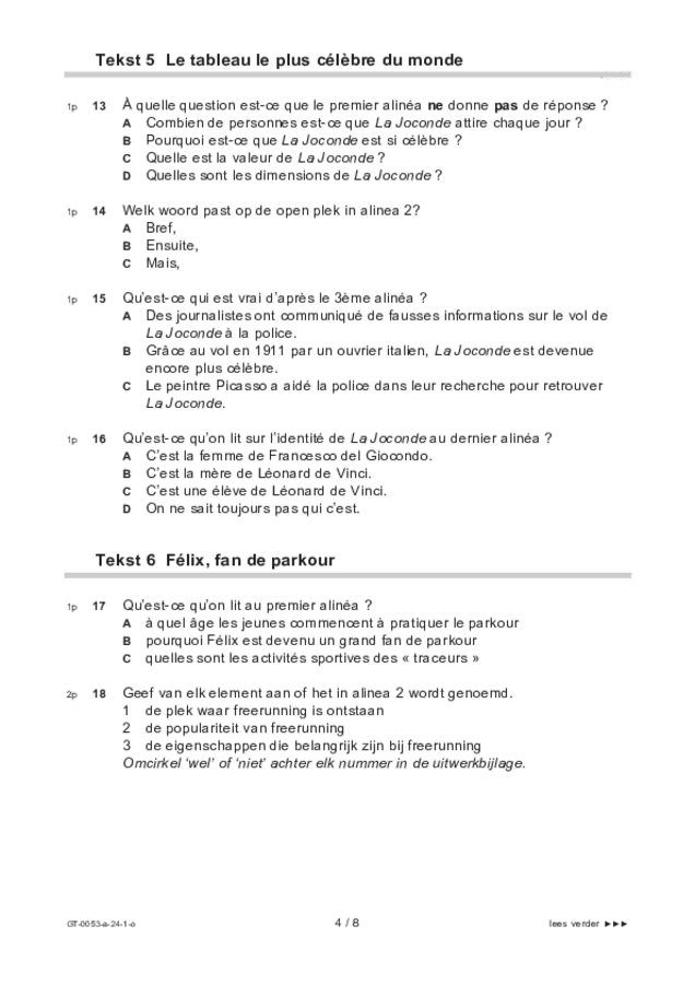 Opgaven examen VMBO GLTL Frans 2024, tijdvak 1. Pagina 4