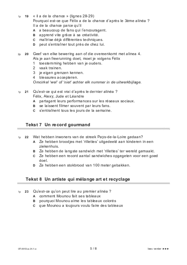 Opgaven examen VMBO GLTL Frans 2024, tijdvak 1. Pagina 5
