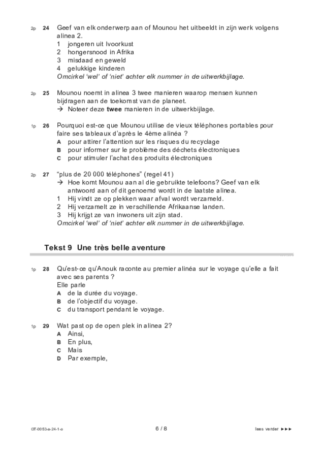 Opgaven examen VMBO GLTL Frans 2024, tijdvak 1. Pagina 6
