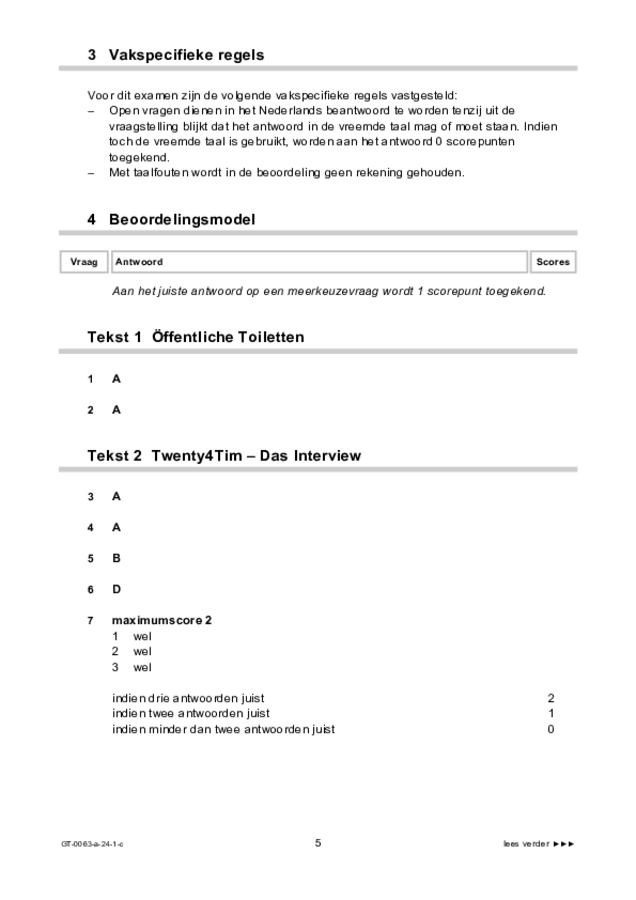 Correctievoorschrift examen VMBO GLTL Duits 2024, tijdvak 1. Pagina 5